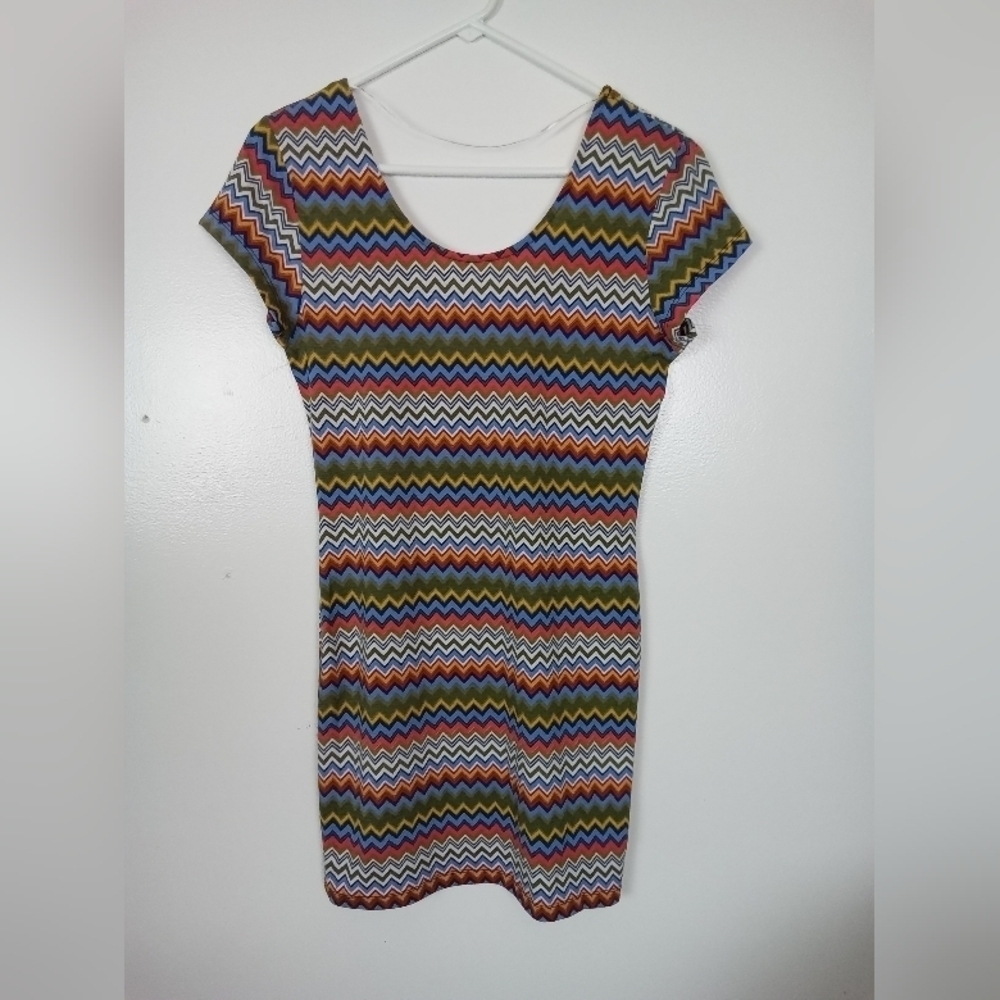 Therapy Women's Multicolored Chevron Zig Zag Print Mini Dress